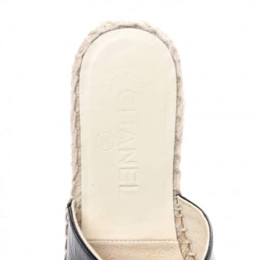 CHANEL Iridescent Goatskin Patent CC Espadrille Mules Black (Size 36) - Image 10