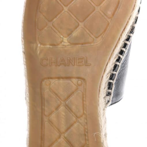 CHANEL Iridescent Goatskin Patent CC Espadrille Mules Black (Size 36) - Image 8