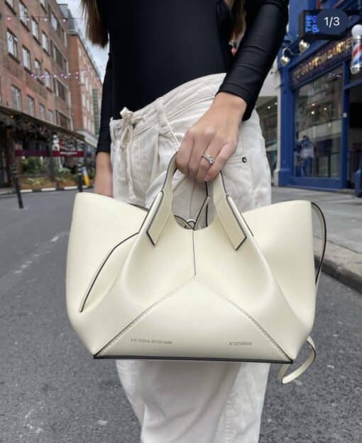 Victoria Beckham W11 Mini Tote Bag In Ivory Leather - Image 10