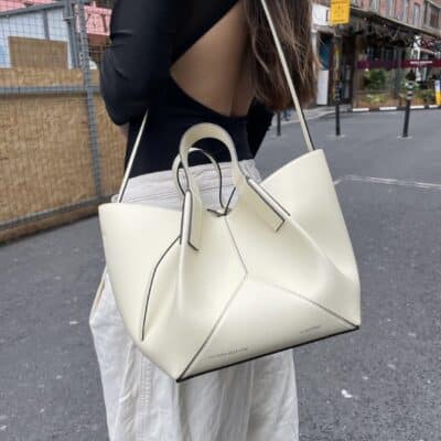 Victoria Beckham W11 Mini Tote Bag In Ivory Leather