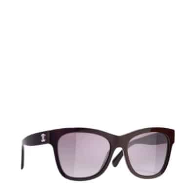 CHANEL Acetate Square CC Ladies Sunglasses Burgundy Pink