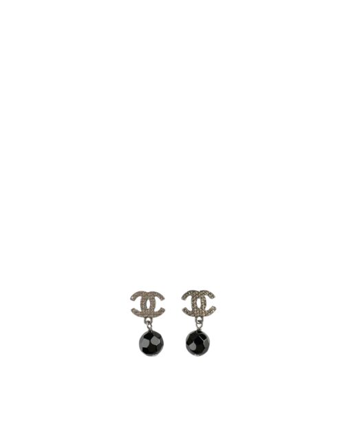 Chanel CC Metal Black Bead Drop Earrings. - Image 7