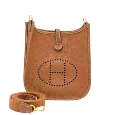 HERMES Taurillon Clemence Evelyne TPM Gold.