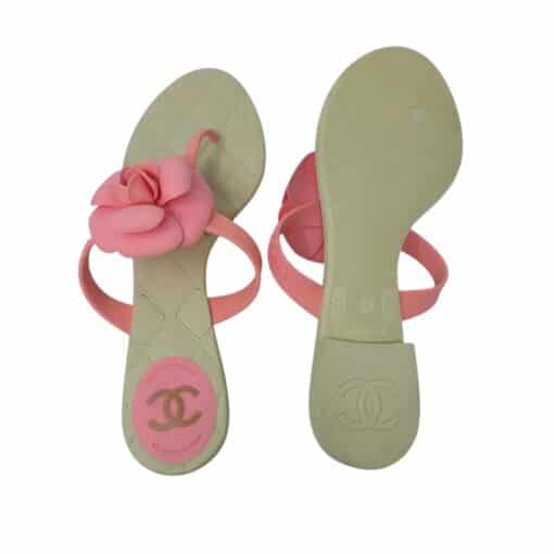 Chanel Pink Camellia Thong Sandals (Size 39) - Image 3