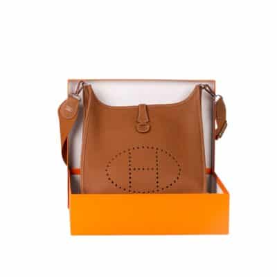 Hermes Taurillon Clemence Leather Evelyne III PM Bag Crossbody