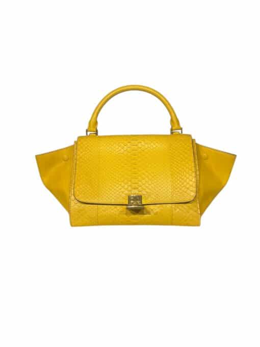 CELINE Python Calfskin Small Trapeze 2 ways Mimosa shoulder bag - Image 9