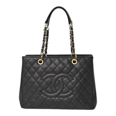 CHANEL Caviar Quilted Shopping Tote GST Black.