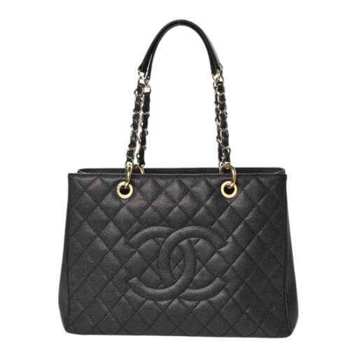 CHANEL Caviar Quilted Shopping Tote GST Black.