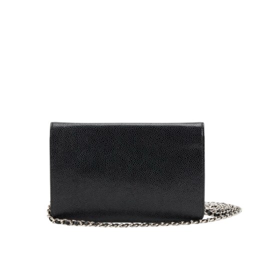 Chanel Black Caviar Timeless CC Wallet On Chain Silver Hardware (WOC) - Image 9