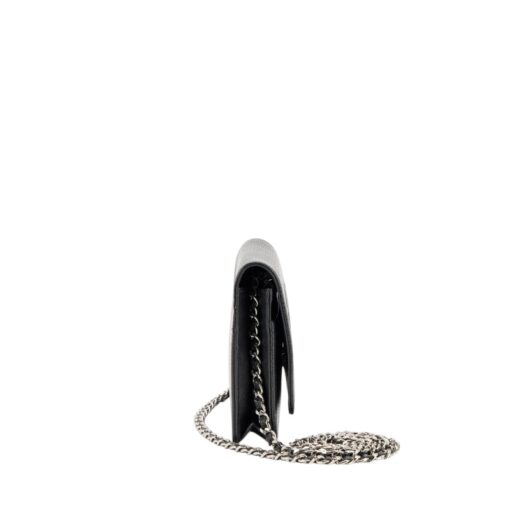 Chanel Black Caviar Timeless CC Wallet On Chain Silver Hardware (WOC) - Image 10