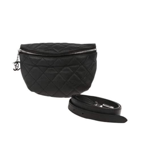CHANEL Quilted Caviar Leather Bumbag in Black - Image 15