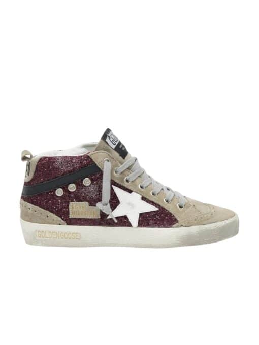 Golden Goose Taupe & Burgundy Mid Star Sneakers (Size 38) - Image 4