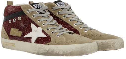 Golden Goose Taupe & Burgundy Mid Star Sneakers (Size 38) - Image 5