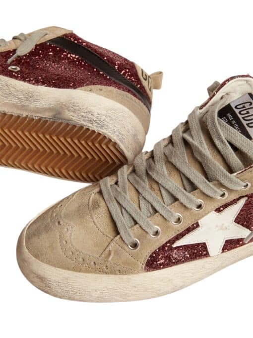 Golden Goose Taupe & Burgundy Mid Star Sneakers (Size 38) - Image 6