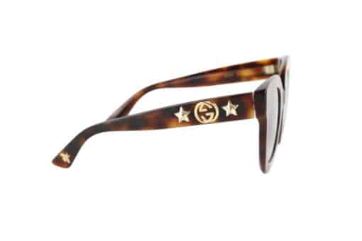 GUCCI Ladies Squared Frame Star Sunglasses Tortoise. - Image 4
