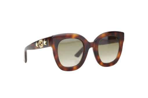 GUCCI Ladies Squared Frame Star Sunglasses Tortoise.