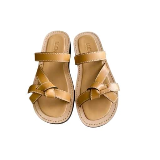 LOEWE Gate Knot-Strap Leather Sandals (Size 38) - Image 3
