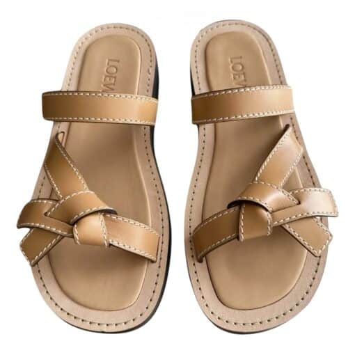 LOEWE Gate Knot-Strap Leather Sandals (Size 38)