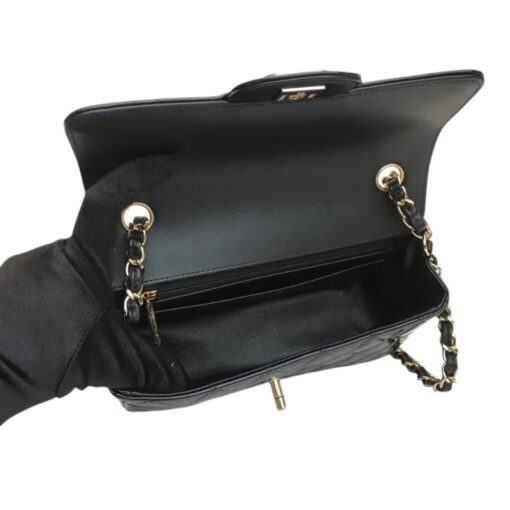 CHANEL Patent Calfskin Quilted Mini Rectangular Flap Black. - Image 6