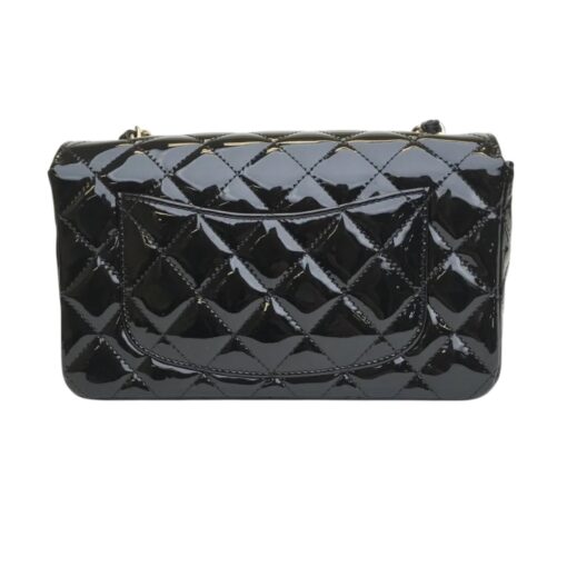 CHANEL Patent Calfskin Quilted Mini Rectangular Flap Black. - Image 8