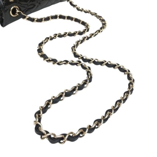 CHANEL Patent Calfskin Quilted Mini Rectangular Flap Black. - Image 9