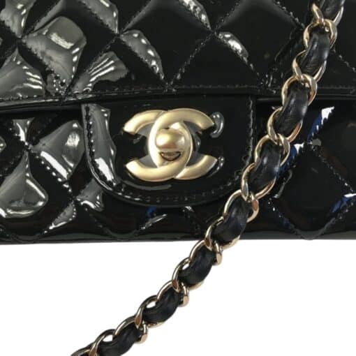 CHANEL Patent Calfskin Quilted Mini Rectangular Flap Black. - Image 14