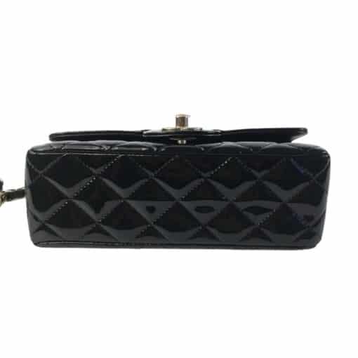CHANEL Patent Calfskin Quilted Mini Rectangular Flap Black. - Image 15