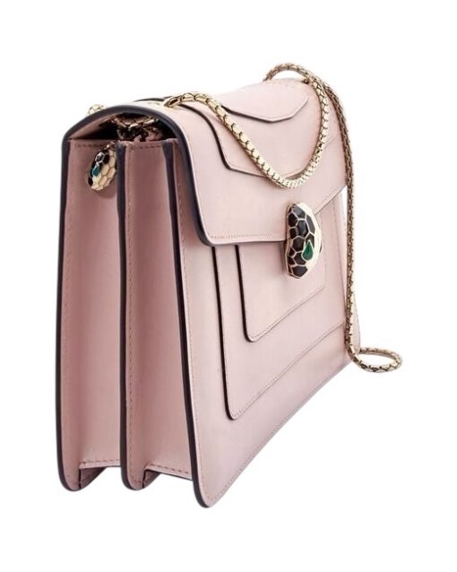 BVLGARI Calfskin Serpenti Forever Shoulder Bag in Light Pink - Image 9