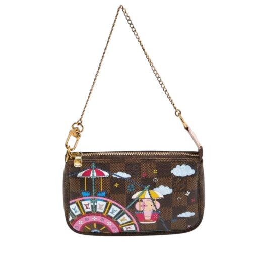 Louis Vuitton Damier Ebene 2020 Christmas Animation Big Wheel Mini Pochette Accessories Rose Ballerine - Image 10