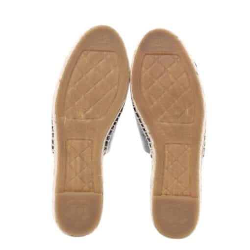 CHANEL Iridescent Goatskin Patent CC Espadrille Mules Black (Size 36) - Image 6
