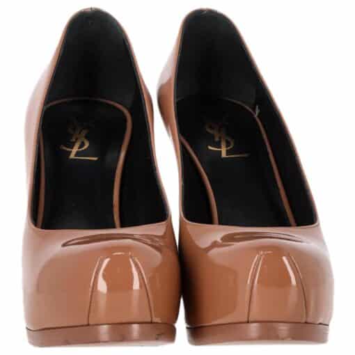 Saint Laurent Beige / Caramel Patent Leather Tribtoo Platform Pumps( Size 38.5) - Image 5