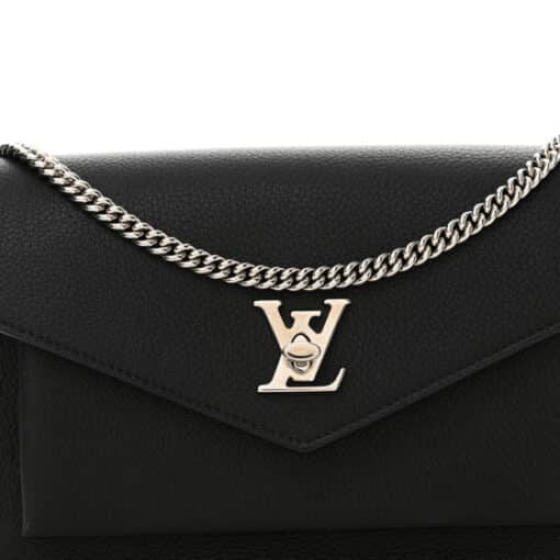 Louis Vuitton Soft Calfskin My Lockme Chain Pochette Black - Image 4