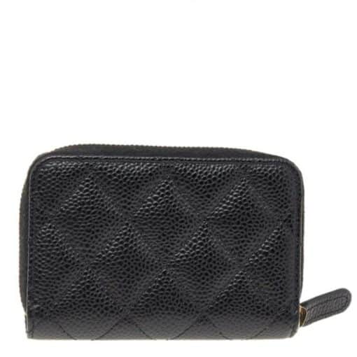 CHANEL Caviar Quilted Zip Card/ Coin Purse Black - Image 5