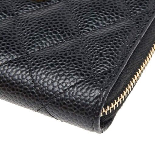 CHANEL Caviar Quilted Zip Card/ Coin Purse Black - Image 9