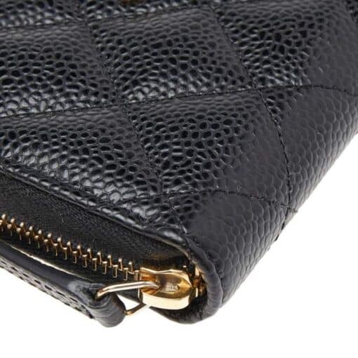 CHANEL Caviar Quilted Zip Card/ Coin Purse Black - Image 10