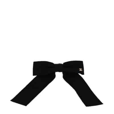 CHANEL Grosgrain Bow CC Hair Clip Black.