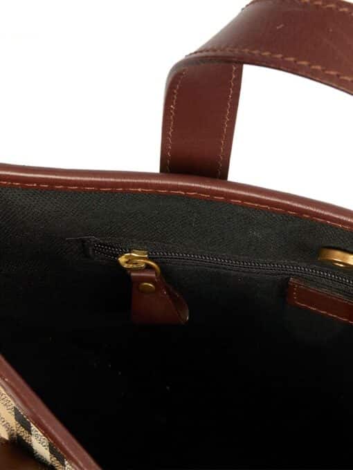Burberry Brown Check Tote Leather/ Canvas Handbag - Image 5