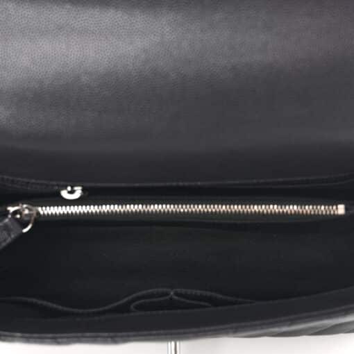 CHANEL Caviar Chevron Quilted Small Coco Top Handle Flap Dark Grey. - Image 2
