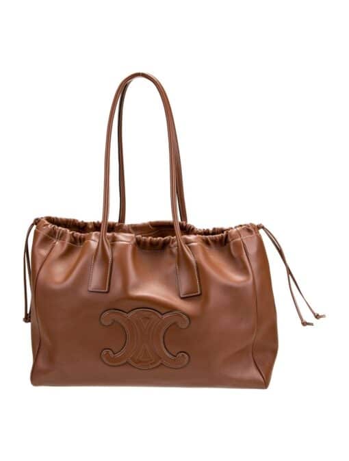 CELINE Smooth Calfskin Cuir Triomphe Cabas Drawstring Tan - Image 2