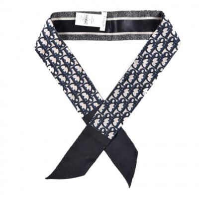 Christian Dior Silk Oblique Mitzah Scarf Blue.