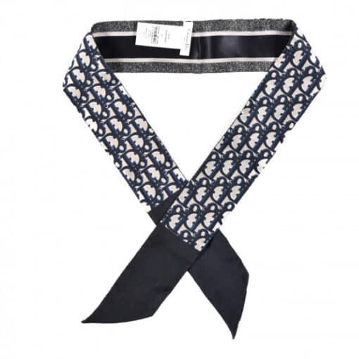 Christian Dior Silk Oblique Mitzah Scarf Blue.