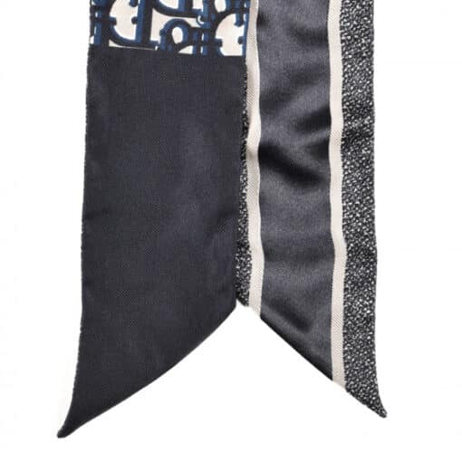 Christian Dior Silk Oblique Mitzah Scarf Blue. - Image 4