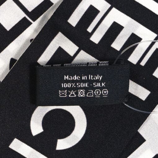 CHANEL Silk Logo Slim Bandeau Scarf Black White - Image 5