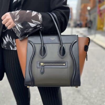 CELINE Smooth Calfskin Micro Tri-Colour Luggage Black