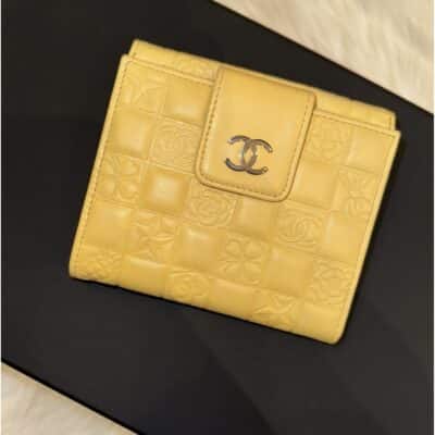 CHANEL Lambskin Precious Symbols French Flap Wallet Chartreus