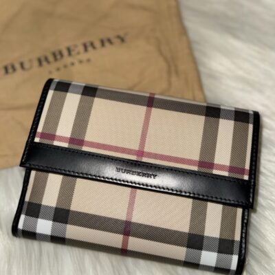 BURBERRY Nova Check Compact Wallet Black