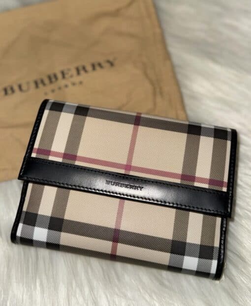 BURBERRY Nova Check Compact Wallet Black