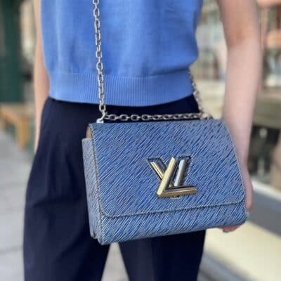 Louis Vuitton EPI Leather Twist Shoulder Bag MM Denim Colour