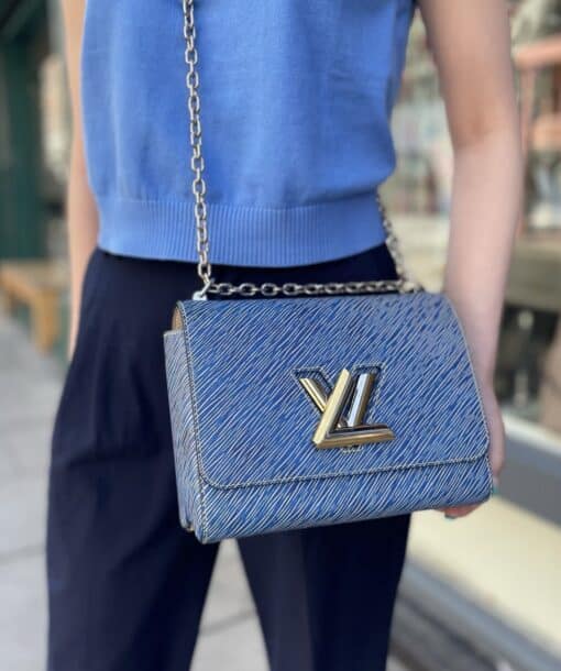 Louis Vuitton EPI Leather Twist Shoulder Bag MM Denim Colour