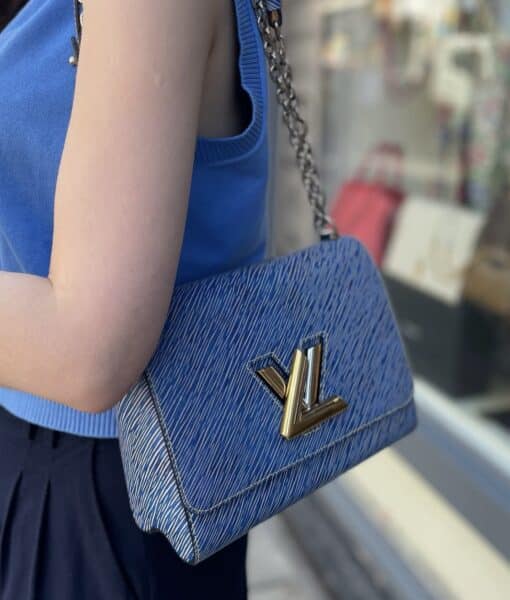 Louis Vuitton EPI Leather Twist Shoulder Bag MM Denim Colour - Image 17